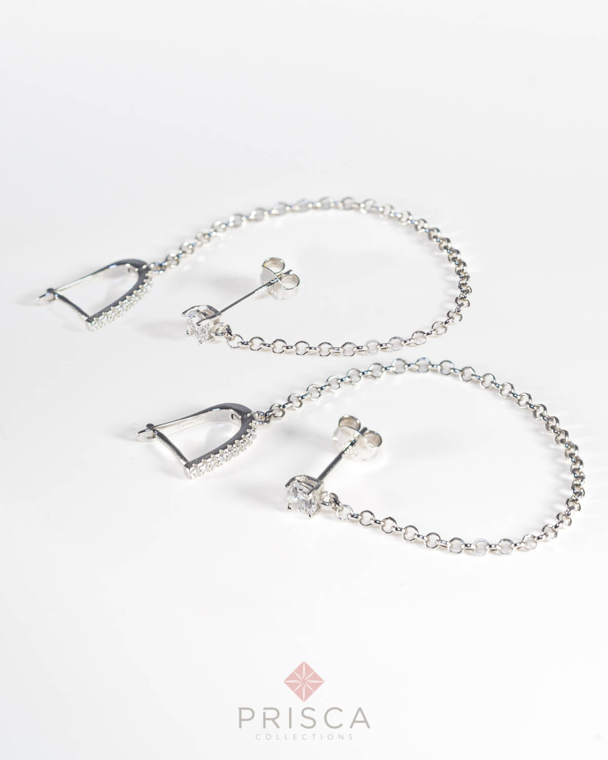 OR-ABC101ZBi4G-F_-_Orecchini_in_Argento_Punto_Luce__Zircone_Bianco_4_Griffe_Catena_Forzatina_1