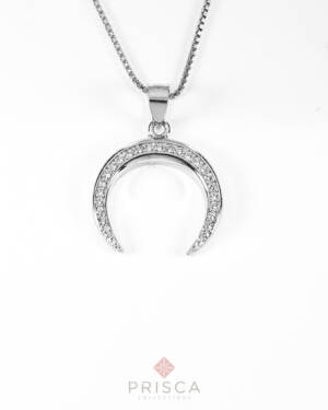 PD-ABN102ZBioM-V_-_Pendente_in_Argento_Luna__Zirconi_Bianco_Medio_Catena_Veneziana_1