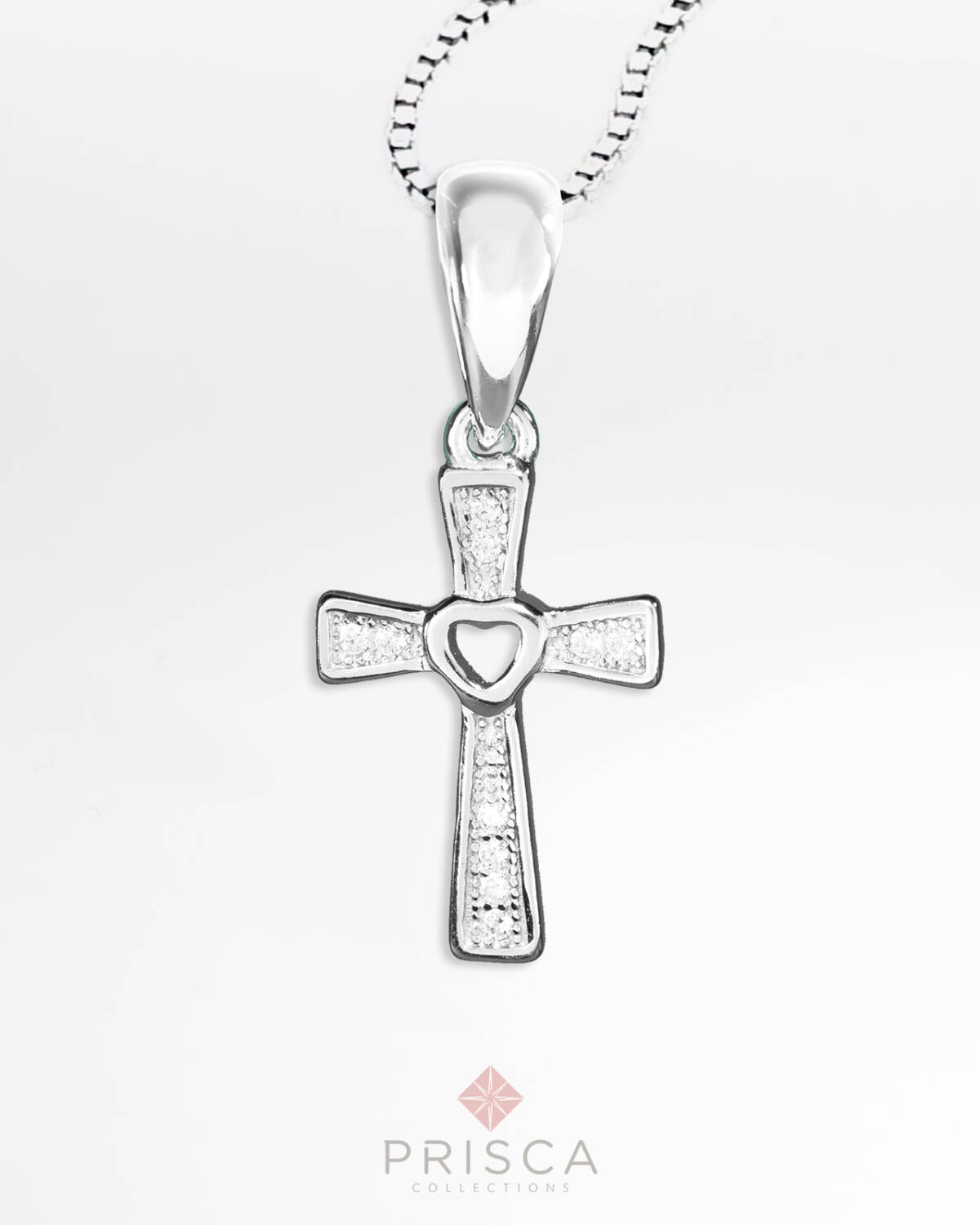 PD-ABR101ZBi-V_-_Pendente_in_Argento_Croce__con_Cuore_con_Zirconi_Zirconi_Bianco_Catena_Veneziana_1