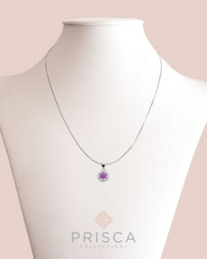 PR-ABN105ZMgPCBi-V_-_Parure_in_Argento_Fiore_5_petali_Zirconi_Magenta_Cornice_Pave_Bianco_Catena_Veneziana_3