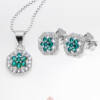 PR-ABN105ZVrPCBi-V_-_Parure_in_Argento_Fiore_5_petali_Zirconi_Verde_Cornice_Pave_Bianco_Catena_Veneziana_1