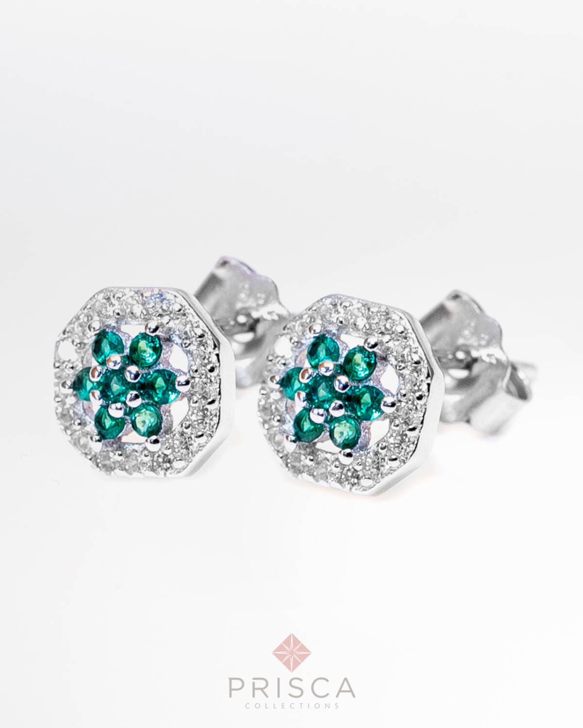 PR-ABN105ZVrPCBi-V_-_Parure_in_Argento_Fiore_5_petali_Zirconi_Verde_Cornice_Pave_Bianco_Catena_Veneziana_2