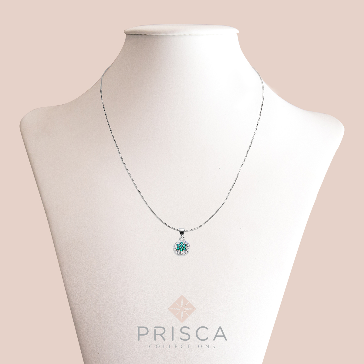 PR-ABN105ZVrPCBi-V_-_Parure_in_Argento_Fiore_5_petali_Zirconi_Verde_Cornice_Pave_Bianco_Catena_Veneziana_3