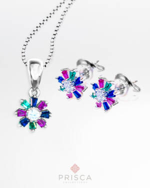 PR-ABN108ZMt-V_-_Parure_in_Argento_Fiore_8_petali_Zirconi_Multicolor_Catena_Veneziana_1