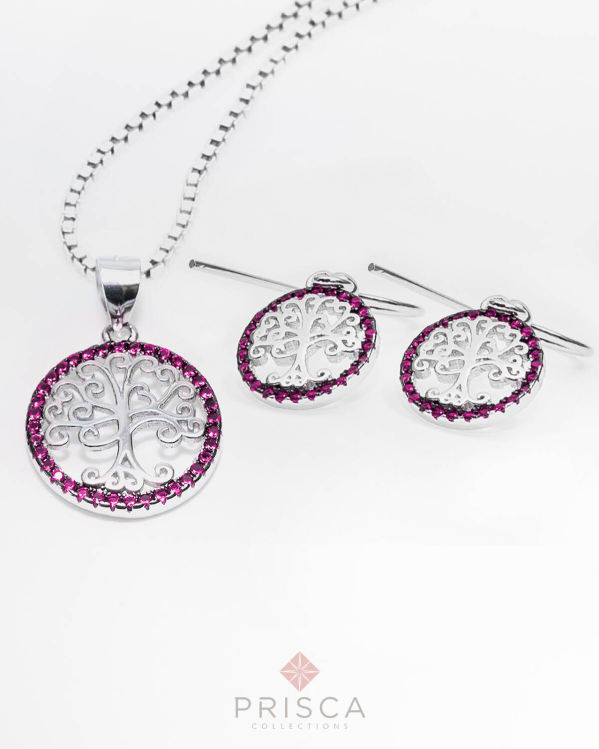 PR-ABS102PCMg-V_-_Parure_in_Argento_Albero_della_Vita__Cornice_Pave_Magenta_Catena_Veneziana_1