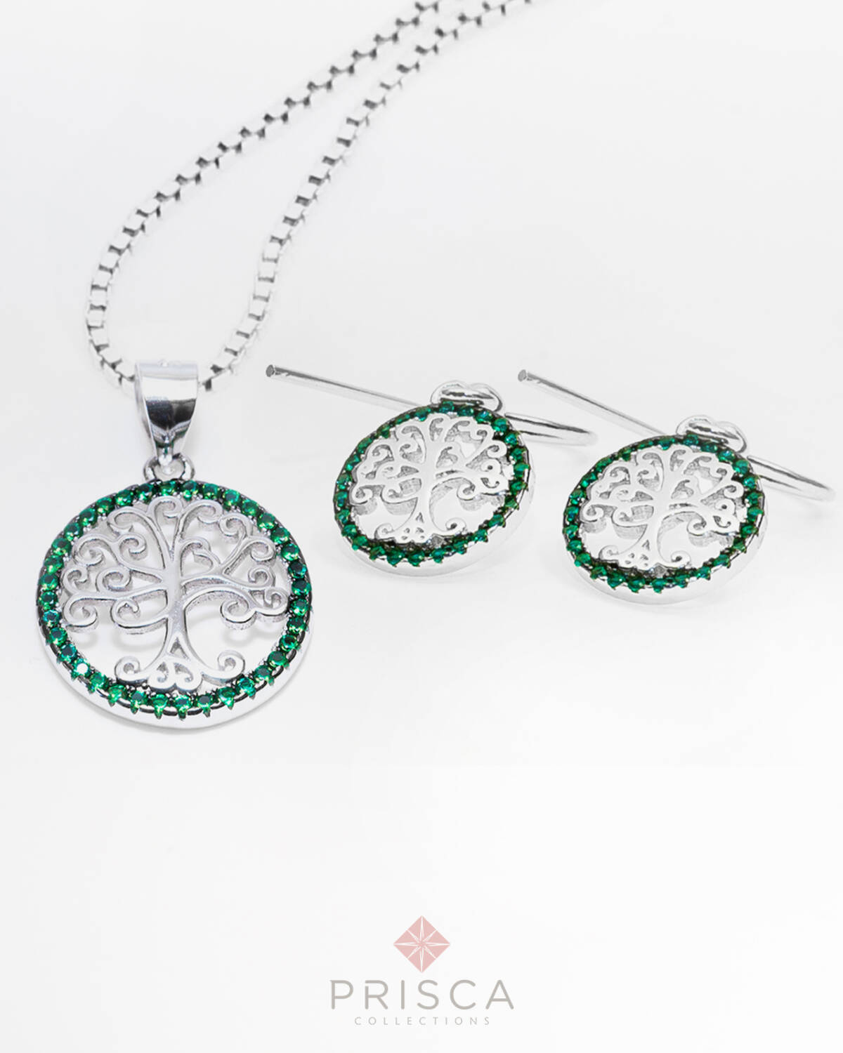 PR-ABS102PCVr-V_-_Parure_in_Argento_Albero_della_Vita__Cornice_Pave_Verde_Catena_Veneziana_1