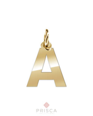 Pendente in Argento Placcato Oro Lettera a scelta Alfabeto Liscio