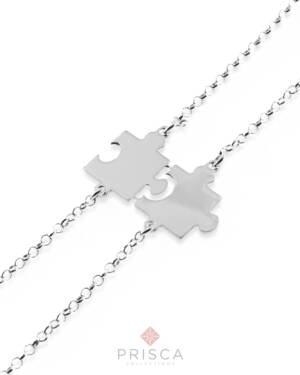 Bracciale in Argento Puzzle divisibile Liscio Catena Groumette Allungo