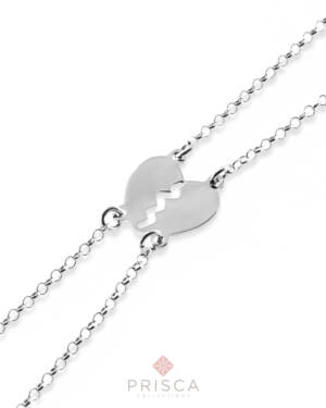 Bracciale in Argento Cuore divisibile Liscio Catena Groumette Allungo