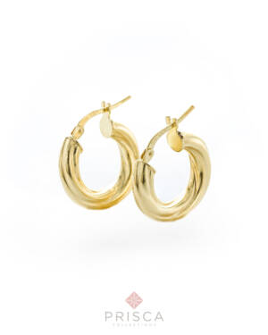 Orecchini in Argento Placcato Oro Cerchio Torce 18mm