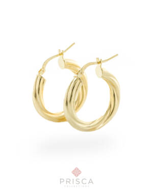 Orecchini in Argento Placcato Oro Cerchio Torce 23mm